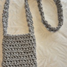 Szydełkowa torebka na telefon / Crossbody – Eco Cotton – Jasnoszary