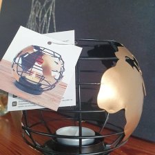 nowy świecznik metalowy globus tealight