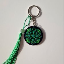 Zielony brelok, ręcznie malowany - amulet czakra serca - Awenturyn - Miłość, harmonia, współczucie