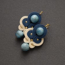 morsko-kremowe kolczyki sutasz z apatytami