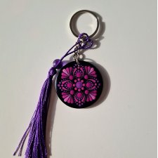 Fioletowy brelok, amulet czakra korony - Ametyst - Świadomość, spokój, połączenie