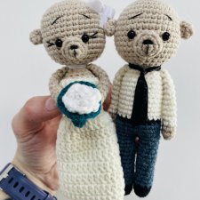 Młoda para misie maskotki ślubne ręcznie robione prezent