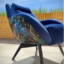 Fotel Skandynawski pawie pikowany chabrowy