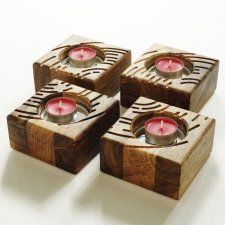 Podstawy pod tealighty (4 cz) | lite drewno | lustro | forma modułowa