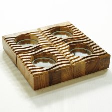 Zestaw podstaw pod tealighty (4 cz.) | lite drewno | lustro