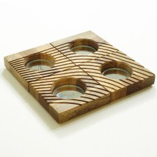 Zestaw podstaw pod tealighty (4 cz.) | lite drewno | lustro