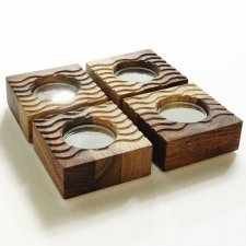 Zestaw podstaw pod tealighty (4 cz.) | lite drewno | lustro