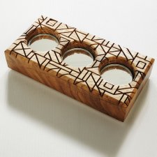 Podstawa pod tealighty (3 punkty) | lite drewno | lustro | struktura geometryczna
