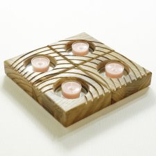 Zestaw podstaw pod tealighty (4 cz.) | lite drewno | lustro | układ radialny