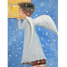 Aniołek Chłopczyk, ręcznie malowany obraz olejny