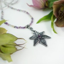 Blooming (one more time) - srebrny kwiat z fluorytami