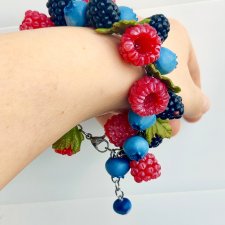 Realistyczna Bransoletka Owocowa — Maliny, Jeżyny, Jagody — Stal Chirurgiczna