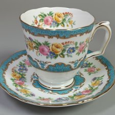 CROWN STAFFORDSHIRE – LYRIC TUNIS BLUE – ANGIELSKA FILIŻANKA "PRZYJAŹNI"