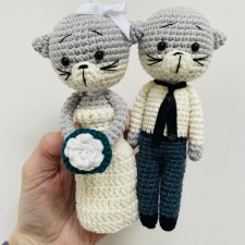 Młoda para kotki ręcznie robione prezent ślubny