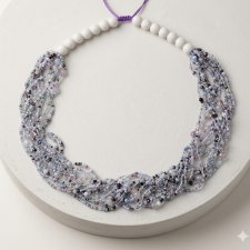 Wielowarstwowy Naszyjnik Boho z Koralików - Odcienie Szarości i Lawendy
