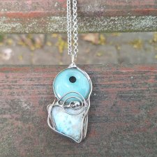 Larimar na surowo - wisiorek