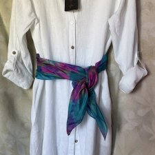 100% Linen PERLA NERA nowa długa lniana sukienka koszulowa. Rozmiar M
