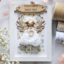 Pamiątka na komunię | Anioł Stróż w ramce | I Komunia - prezent