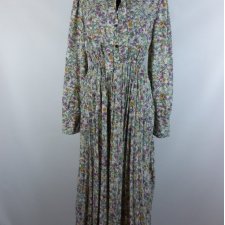 Shein sukienka maxi plisowana długi rękaw kwiatki / M