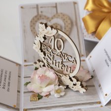 10 rocznica ślubu, aluminiowe gody, exploding box, kartka 3d