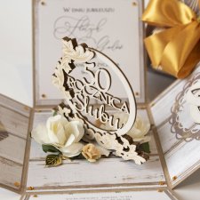 50 rocznica ślubu, złote gody, exploding box, kartka 3d