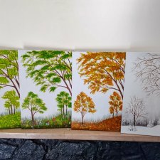4-częściowy ZESTAW OBRAZÓW MALOWANYCH NA PŁÓTNIE -"SPEKTAKL PRZEMIJANIA" 120/150x40cm (darmowa dostawa)