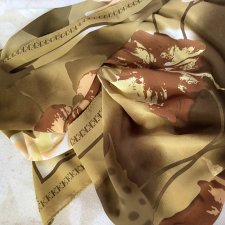 100 % Silk scarf 52 x 162 szal jedwabny ciekawy wzór i złożenie barw