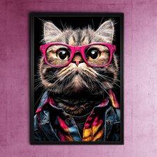 Hipsterski Kot Czesław - grafika na plakacie na A3
