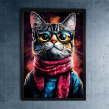 Hipsterski Kot Edzik - grafika na plakacie na A3