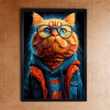 Hipsterski Kot Rudi - grafika na plakacie na A3