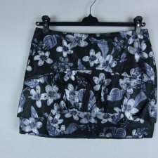 Zara spódnica mini ekoskóra kwiaty / L