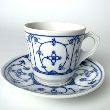 Filiżanka ze spodkiem wzór słomkowy Blau Saks Jäger Eisenberg NRD Vintage Kobalt (1/2)