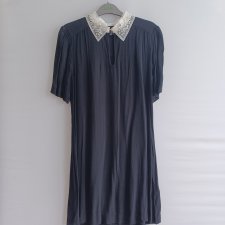 Czarna vintage viscose sukienka New Look 36