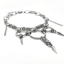 Choker Chainmaille z Kolcami i Kręgami Stal Chirurgiczna Gotycki Naszyjnik Dark Fantasy