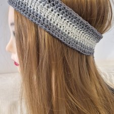 Szydełkowa opaska na włosy z bawełny – Shades of Grey / Boho Style