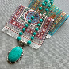 Vintage Native American Turqoise Howlite Necklace ❤ Naszyjnik