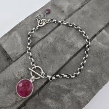 Rubin na grubym łańcuszku - bransoletka