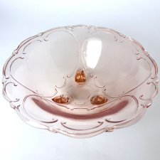 Szkło Rozalinowe Walther Belvedere Różowa Misa na 3 Nóżkach Art Deco Vintage
