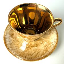 Filiżanka Marmurek Włocławek złote wnętrze Polski design Vintage PRL New Look (2/5)