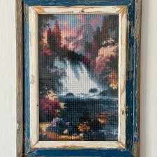 Vintage - Niebieska Ramka - stare drewno