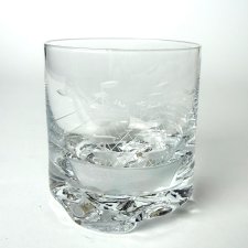 Kryształowa Szklanka do Whisky grawer Statek Old Fashioned Vintage lata 80 PRL