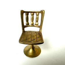 Mosiężne krzesełko kolekcjonerska miniatura fotel retro Vintage mosiądz dla lalek (2/3)