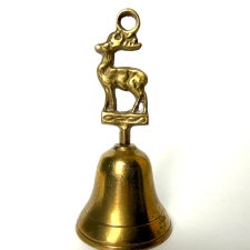 Dzwonek mosiądz vintage Mosiężny dzwonek jeleń Retro decor PRL