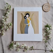 Pamiątka Komunijna Anioł stróż dla dziewczynki blond no 2