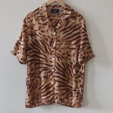 Vintage 90s koszula z krótkim rękawem  animal print 42 wiskoza 100%