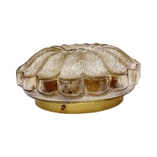 Plafon HP Leuchten Bursztynowy Kwiat Szkło Prasowane Mid-Century Model 65282 Lata 60/70.