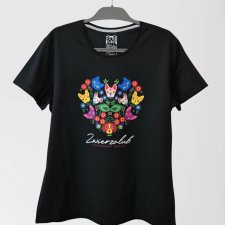 T-shirt damski - Zwierzolub - pieski kotki - wzór folkowy - L