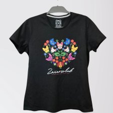 T-shirt damski - Zwierzolub - pieski kotki - wzór folkowy - M