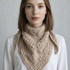 Ciepła apaszka handmade Daisy Chain różowy beż chusta z merino