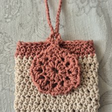 Ręcznie robiona mini torebka / etui z bawełny – Krem & Brudny Róż